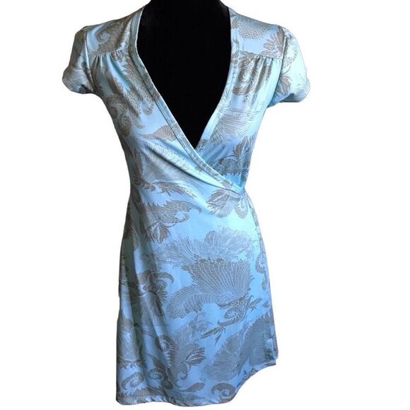 Athleta wrap dress Size XS short sleeve green ties women’s - Picture 1 of 7